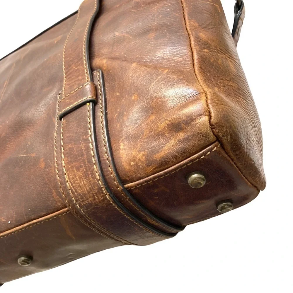 FRYE amazing distressed leather briefcase bag unisex BEAUTIFUL brown
